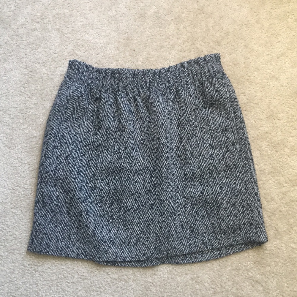 NWT Black Herringbone Wool Skirt JCrew